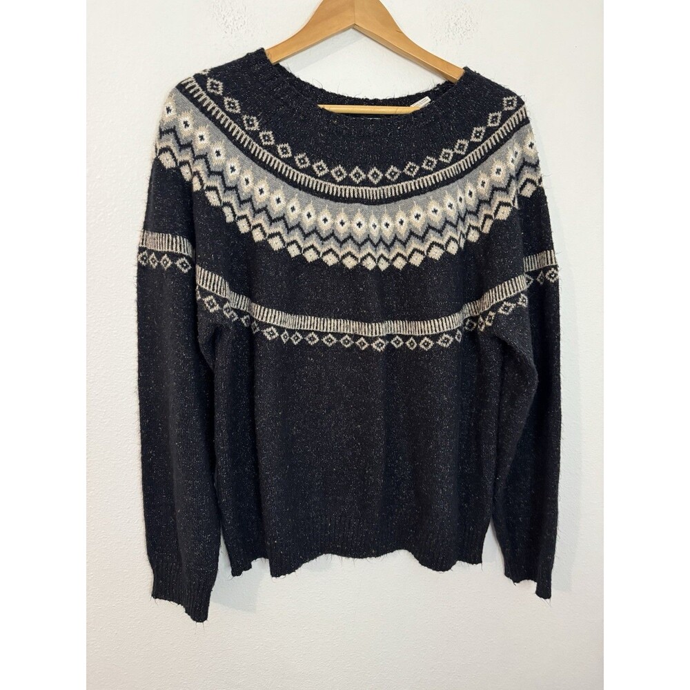 Original Weatherproof Vintage Sweater Women’s Black Fair Isle Crew Neck XXL 2X